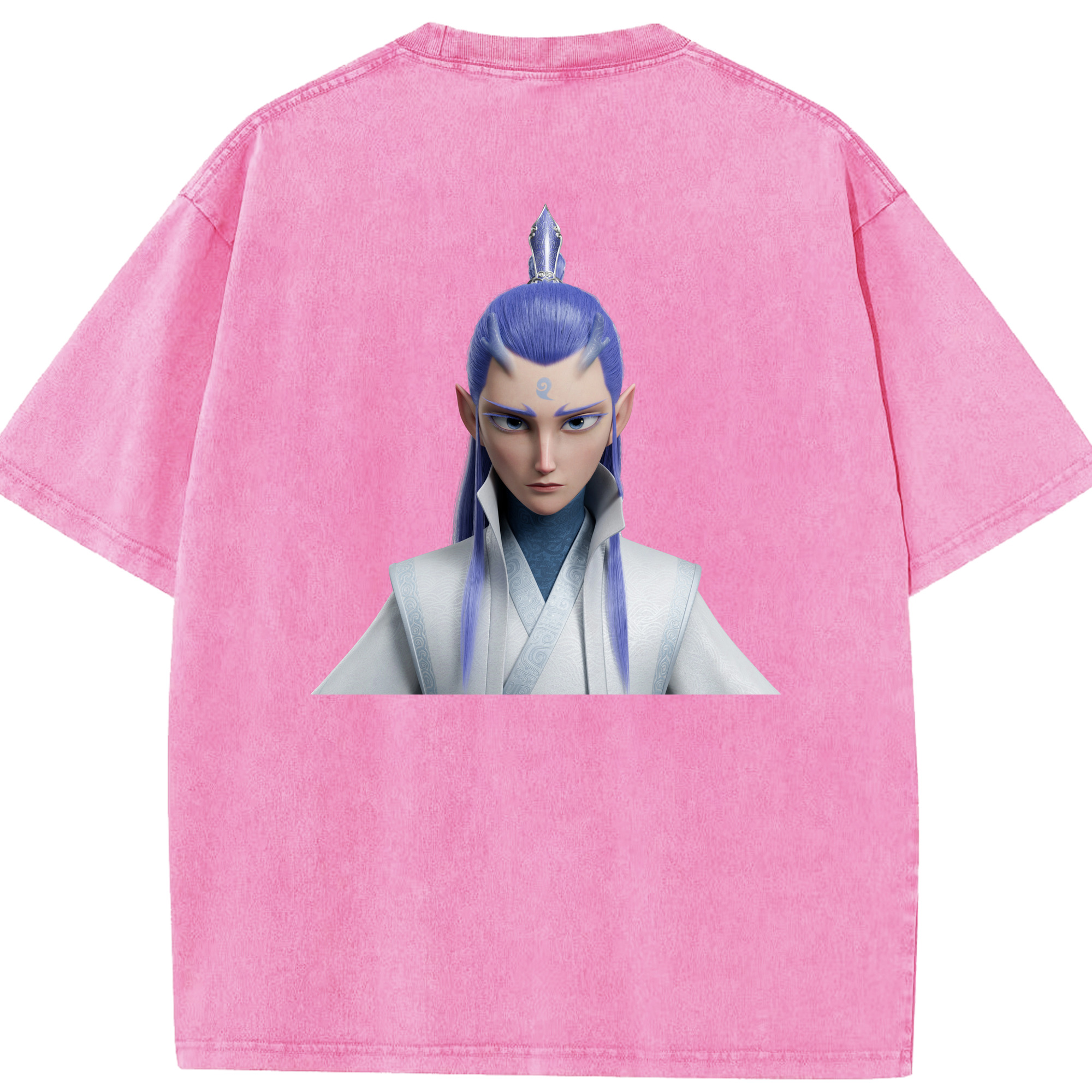 （画像用） Ne Zha 2 ナタ 魔童の大暴れ 綿100% ヴィンテージ風 半袖Tシャツ（背面プリント）